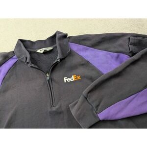 FedEx VF Imagewear Quarter Zip Fleece Pullover Black Purple Large FD5855